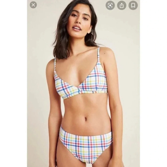 NWT Anthropologie Bikini Swim Check Gingham Swim Suit Two Piece Set Large - Picture 1 of 9